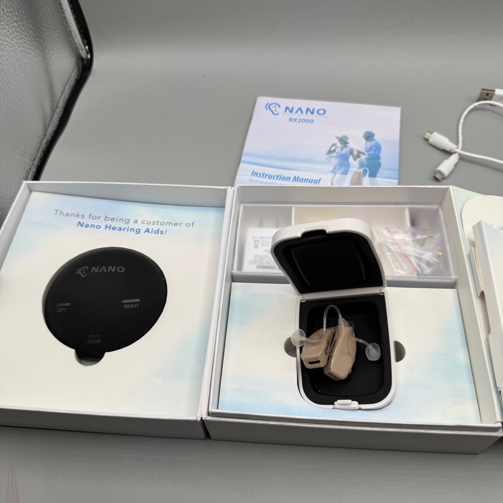 Nano RX2000 Rechargeable Hearing Aids Set Unisex Beige JH-3510-RX